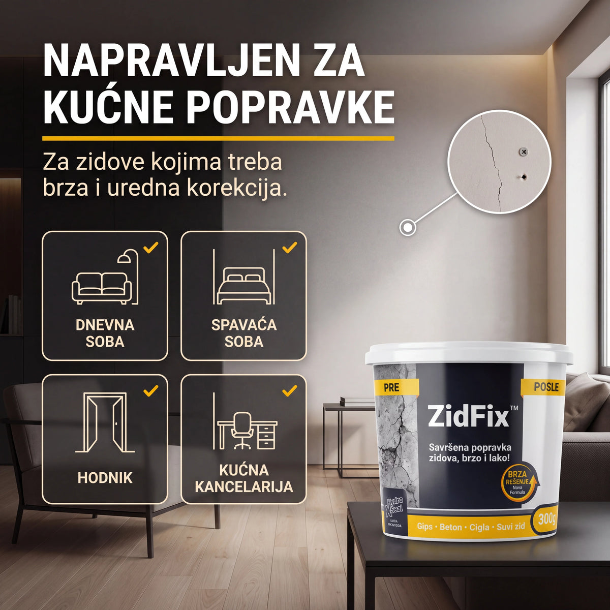 ZidFix™ Pasta za popravku zidova 300g+300g